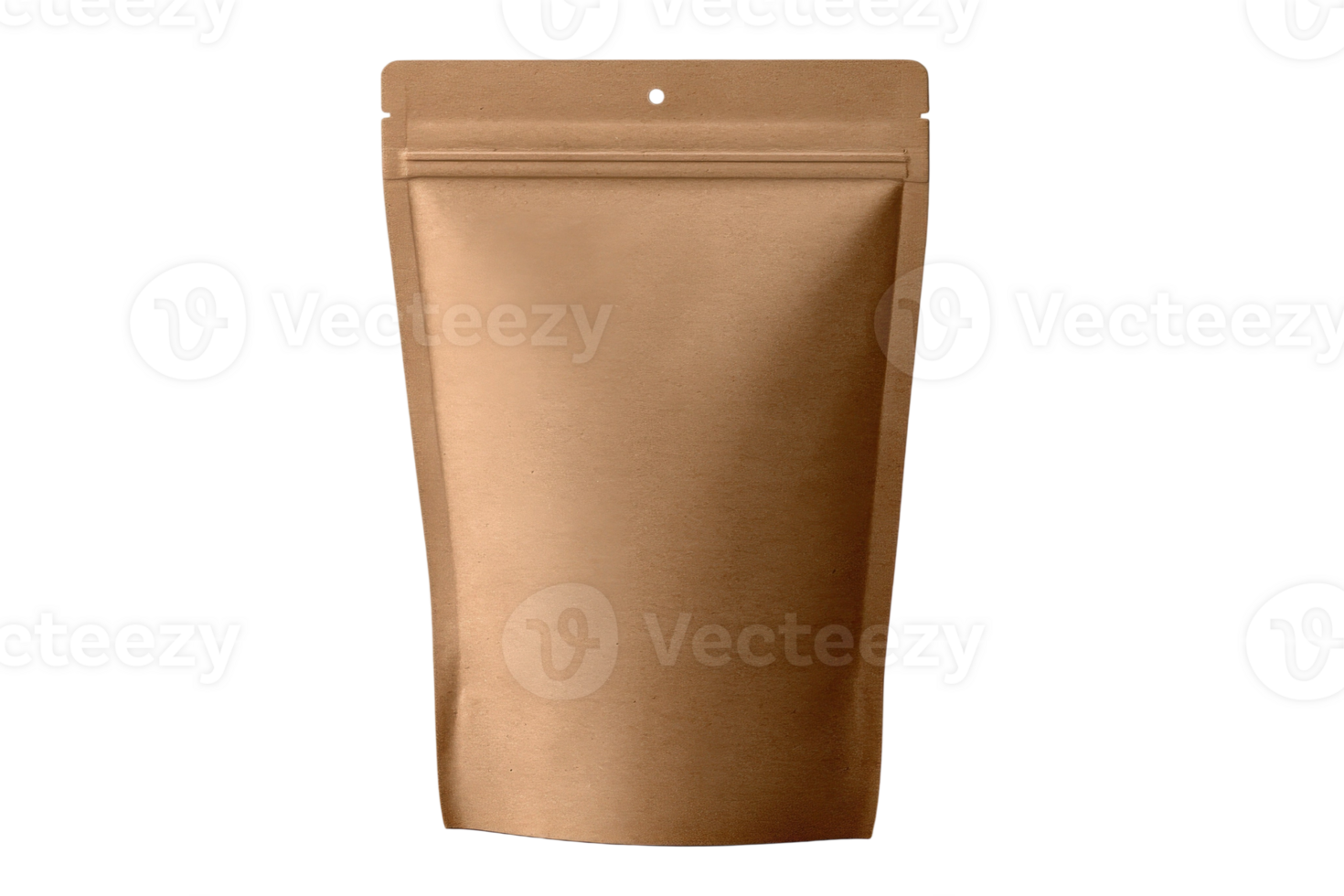 Brown paper pouch with a zipper on the side png