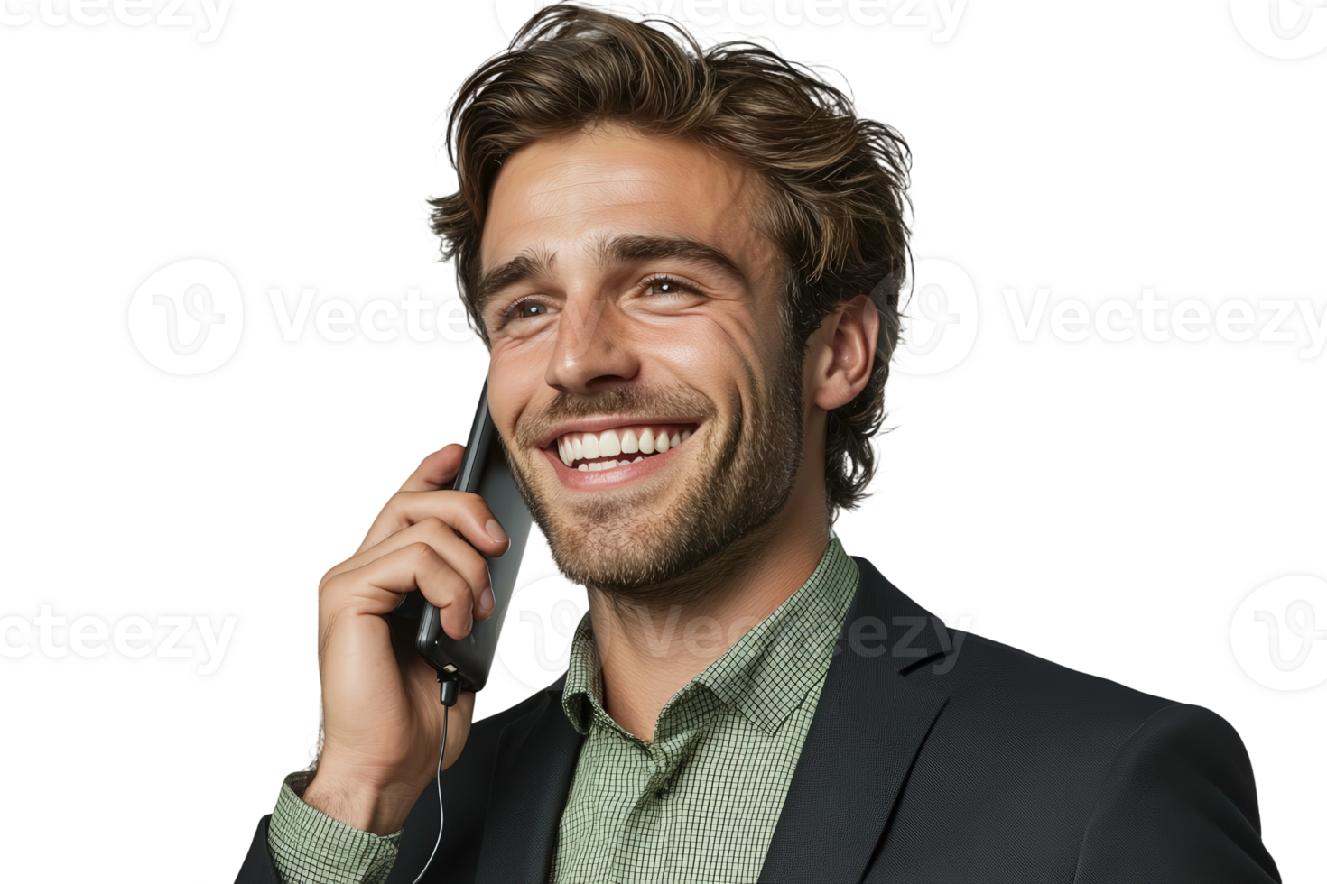 A man in a suit talking on the phone png