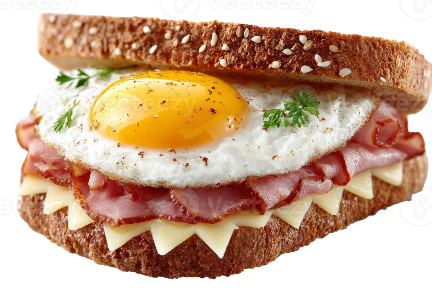 A sandwich with ham, egg and cheese png