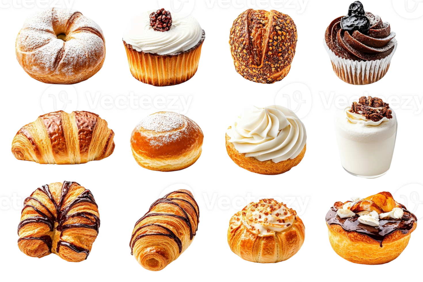 A collection of different types of pastries png