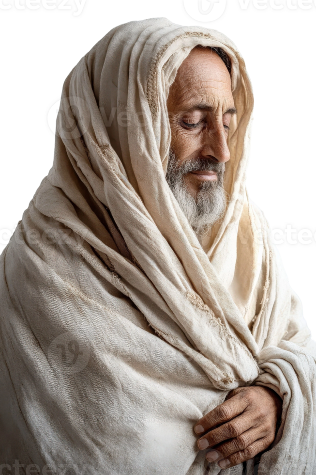 A man in a white robe is wrapped up png