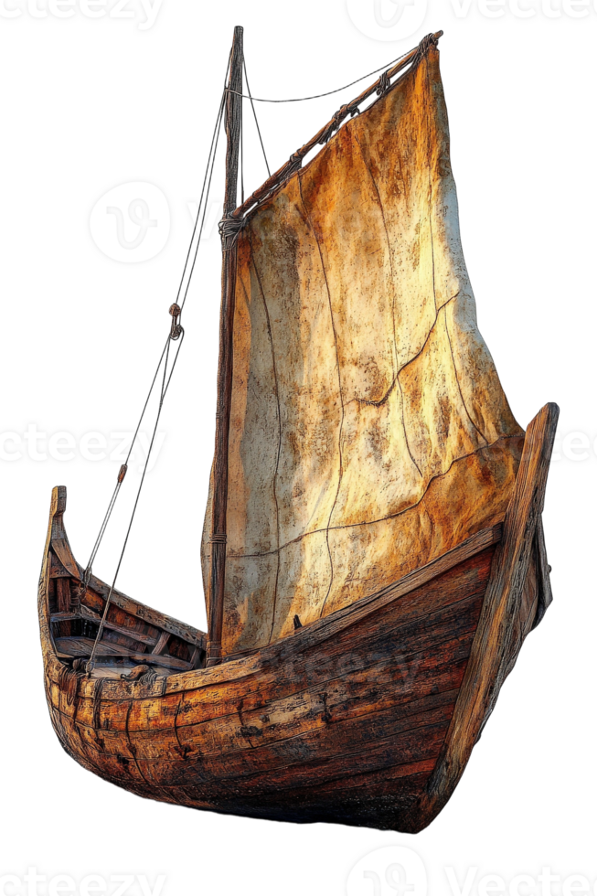 A boat with a wooden hull on a black background png