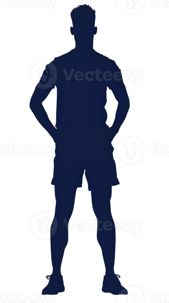 A silhouette of a man standing in front of a black background png