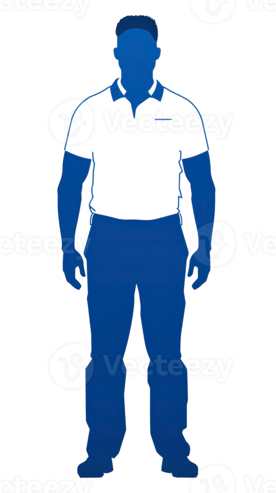 A silhouette of a man in a blue shirt png