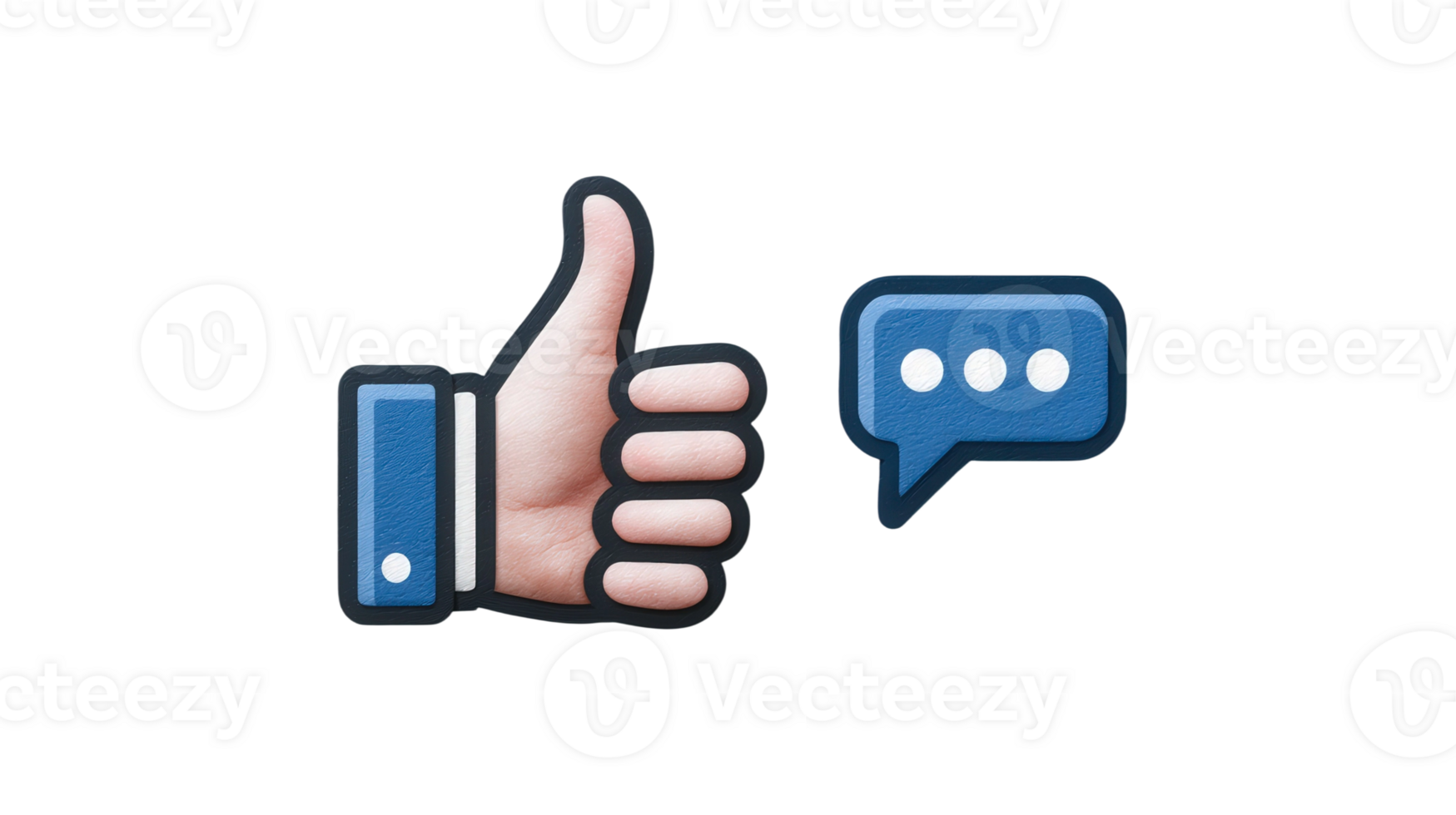 A thumbs up and a speech bubble on a black background png