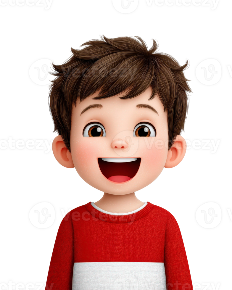 A cartoon boy with a red and white sweater png