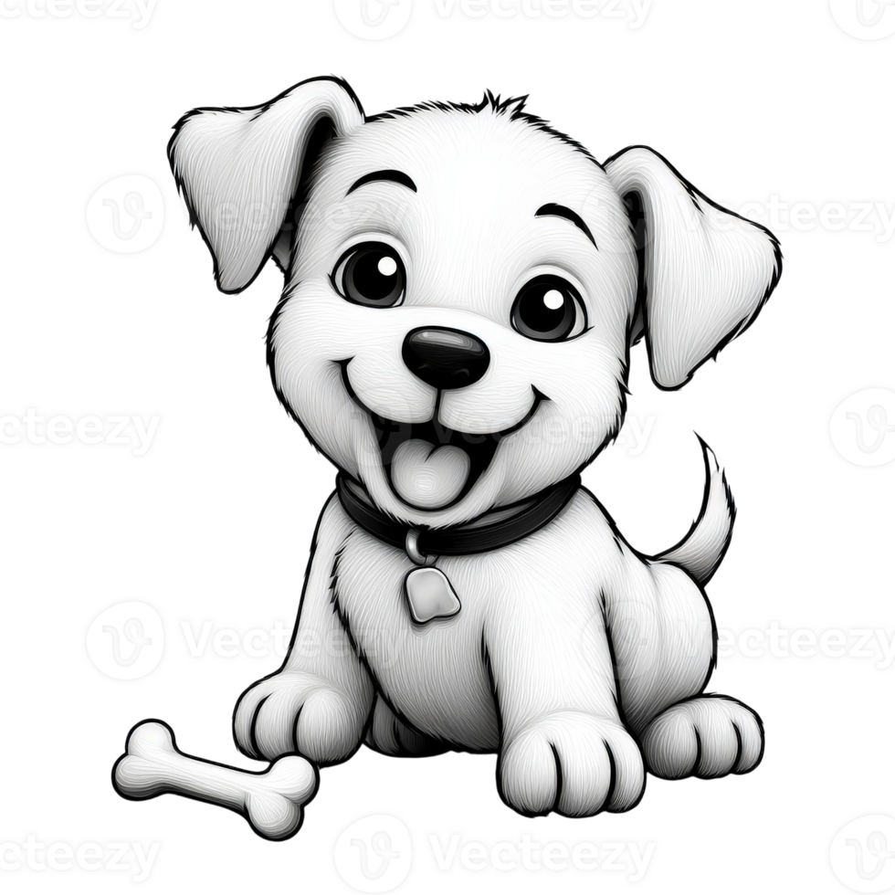 A white dog with a bone in its mouth png