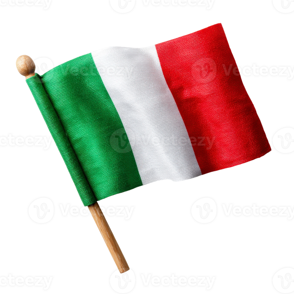 Italy flag on wooden stick isolated on black background png