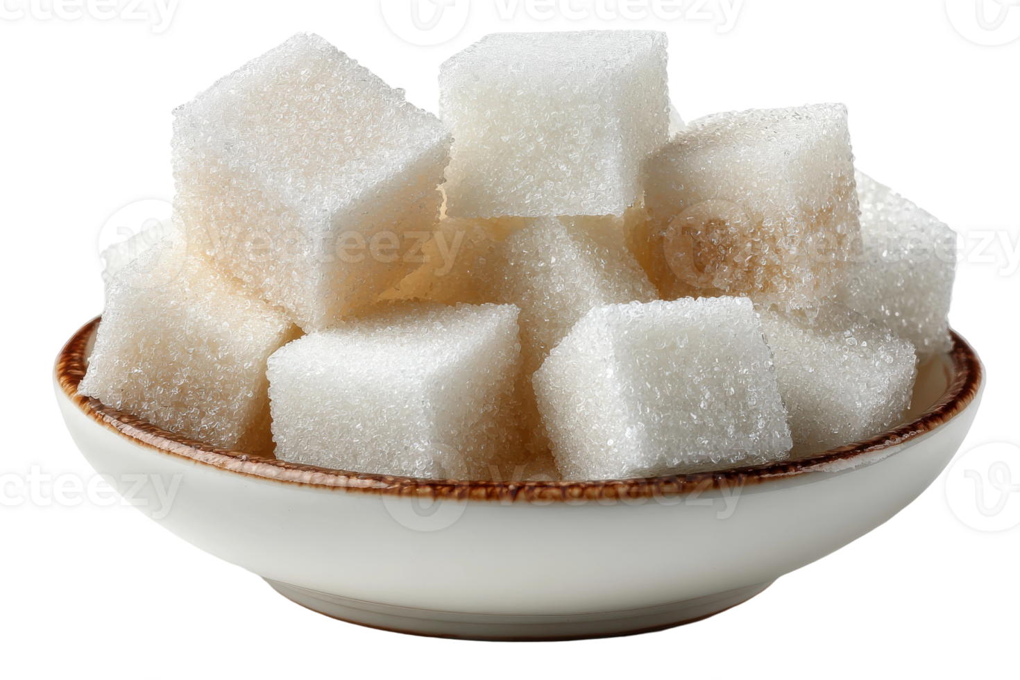A bowl of sugar cubes on a black background png