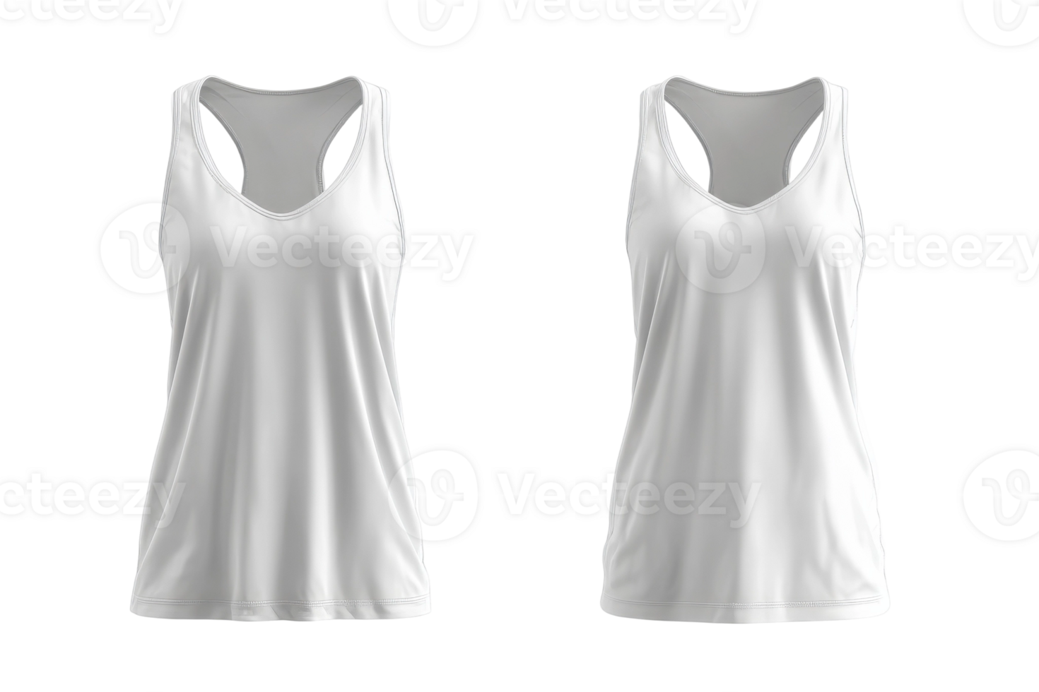Two white tank tops on a black background png