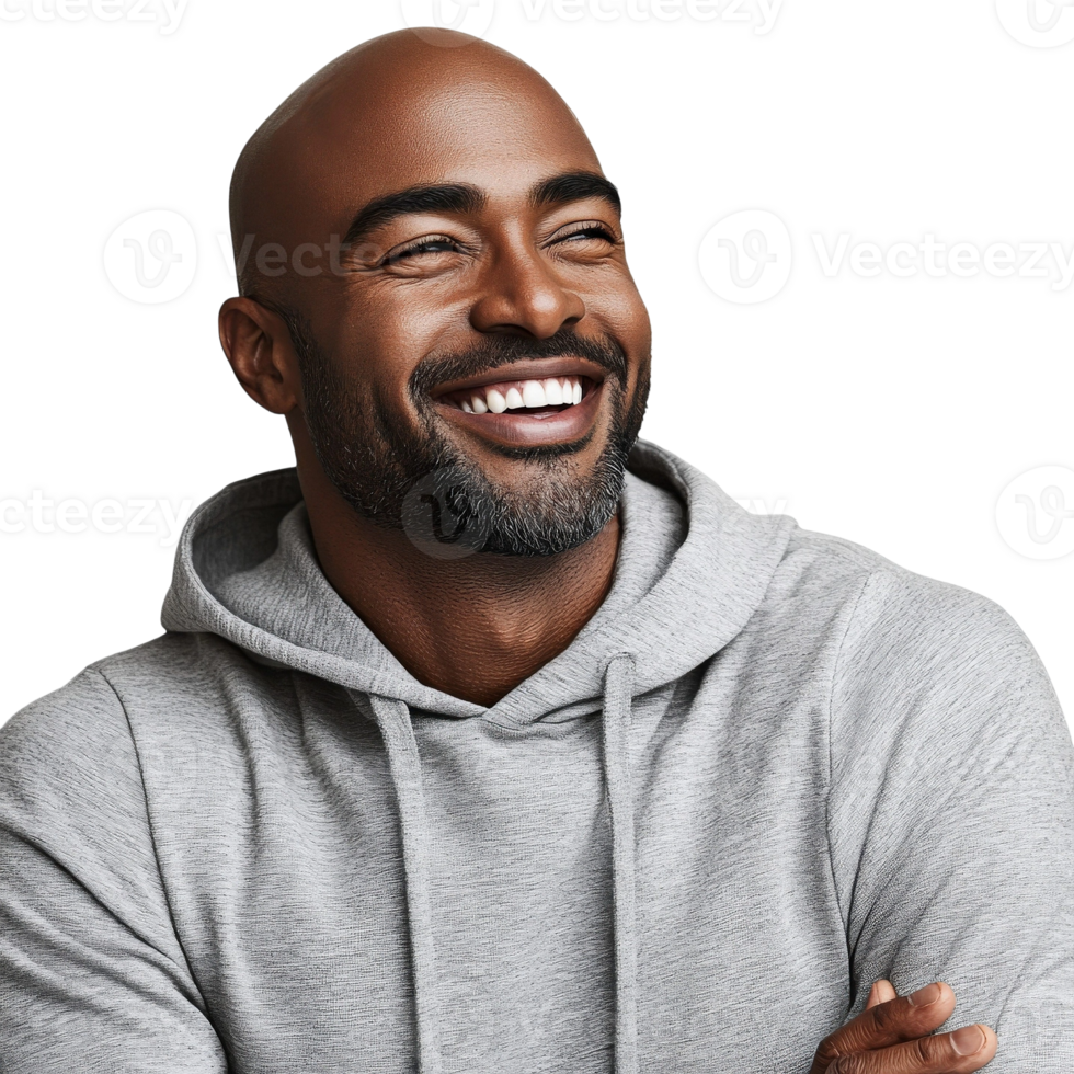 A man with a beard and a hoodie smiling png