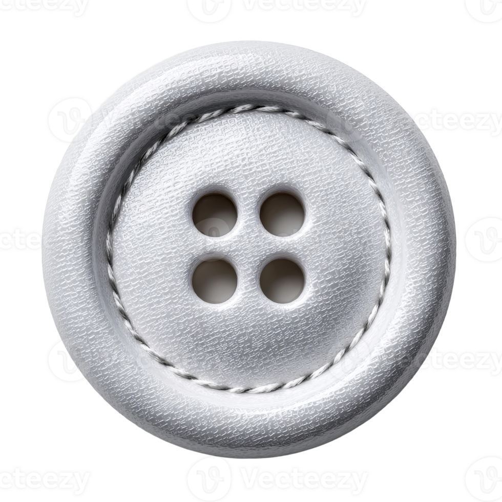 White leather button isolated on black background png