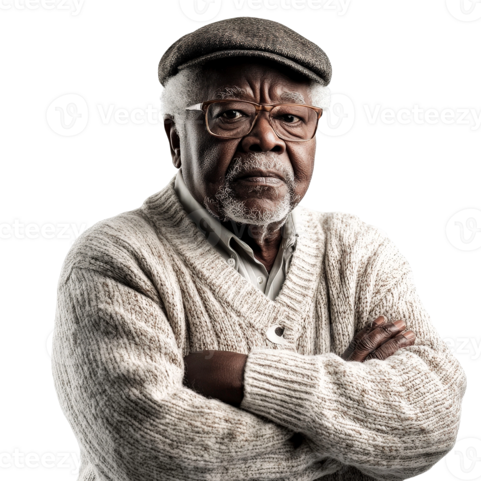 An old man with glasses and a sweater png