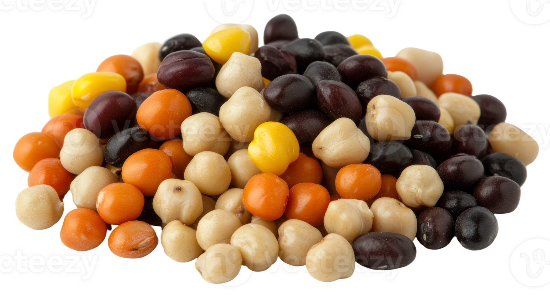 A pile of mixed beans on a black background png