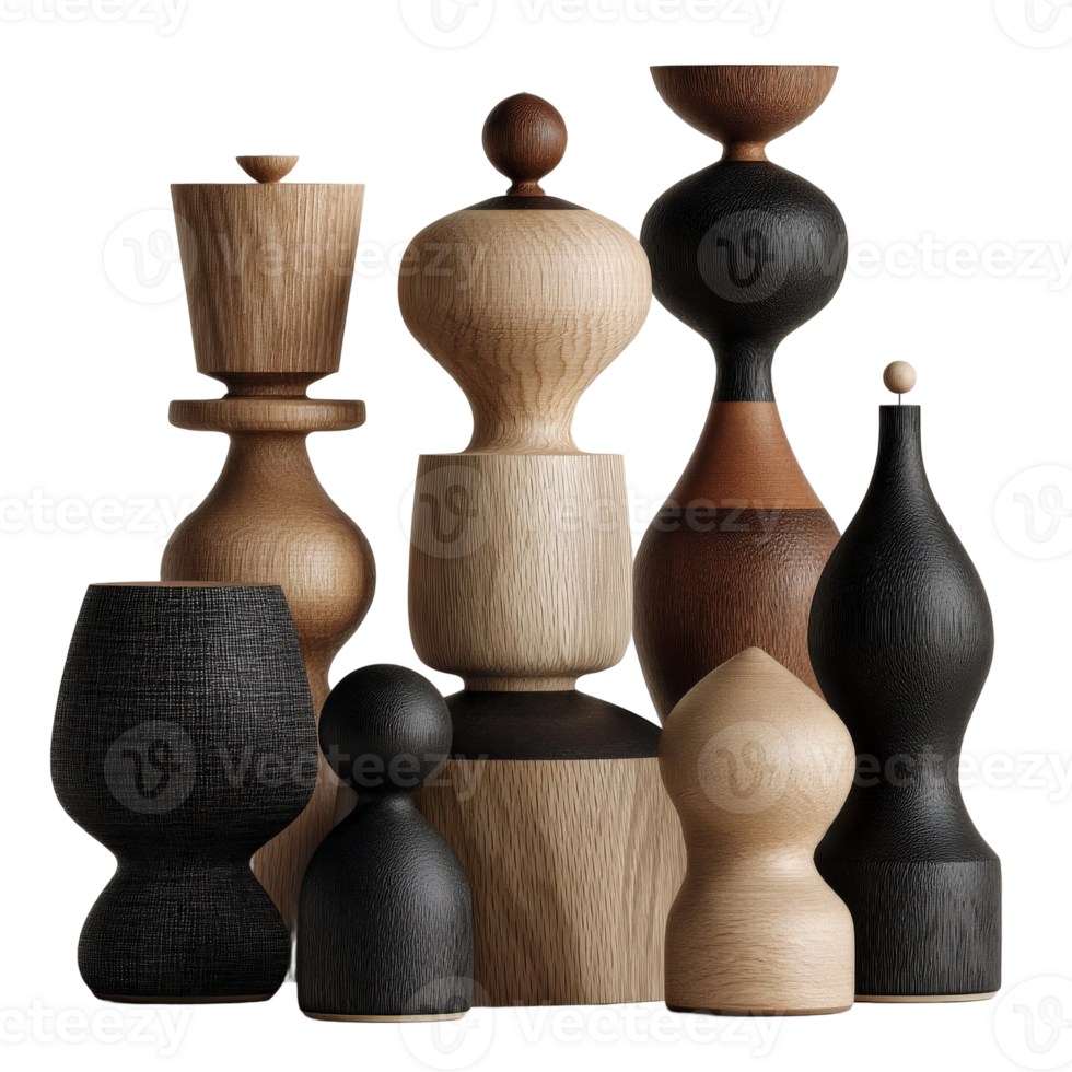 A group of wooden pieces with different shapes png