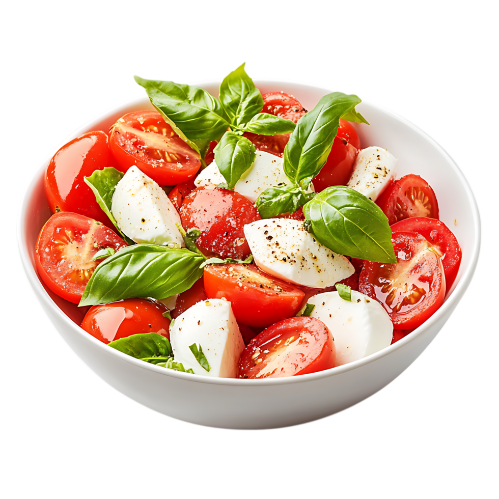 Caprese salad in bowl isolated on transparent background png