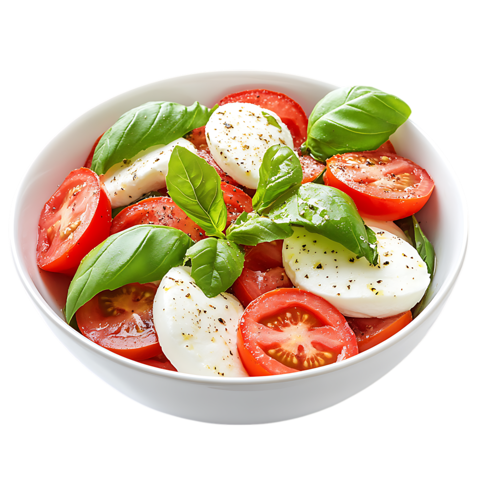Fresh caprese salad in bowl isolated on transparent background png