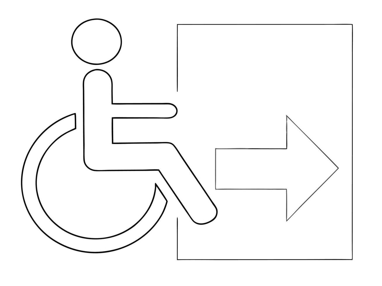 Wheelchair accessible exit sign indicating right direction for accessibility and inclusion vector