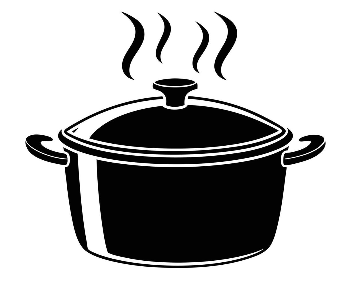 illustration of a steaming pot with a lid ready for cooking delicious meals. vector