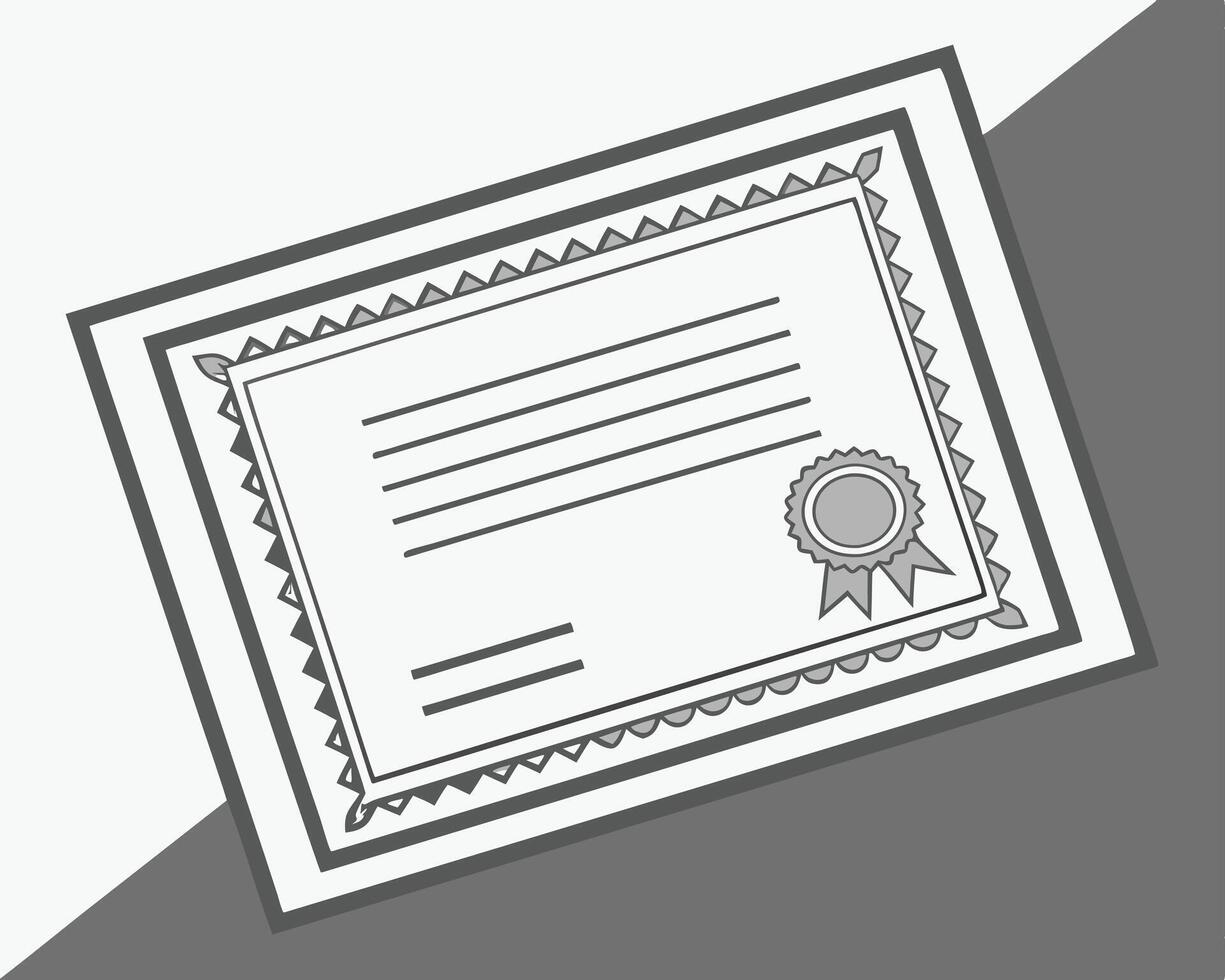 illustration of a simple certificate template with a badge seal and textured border vector