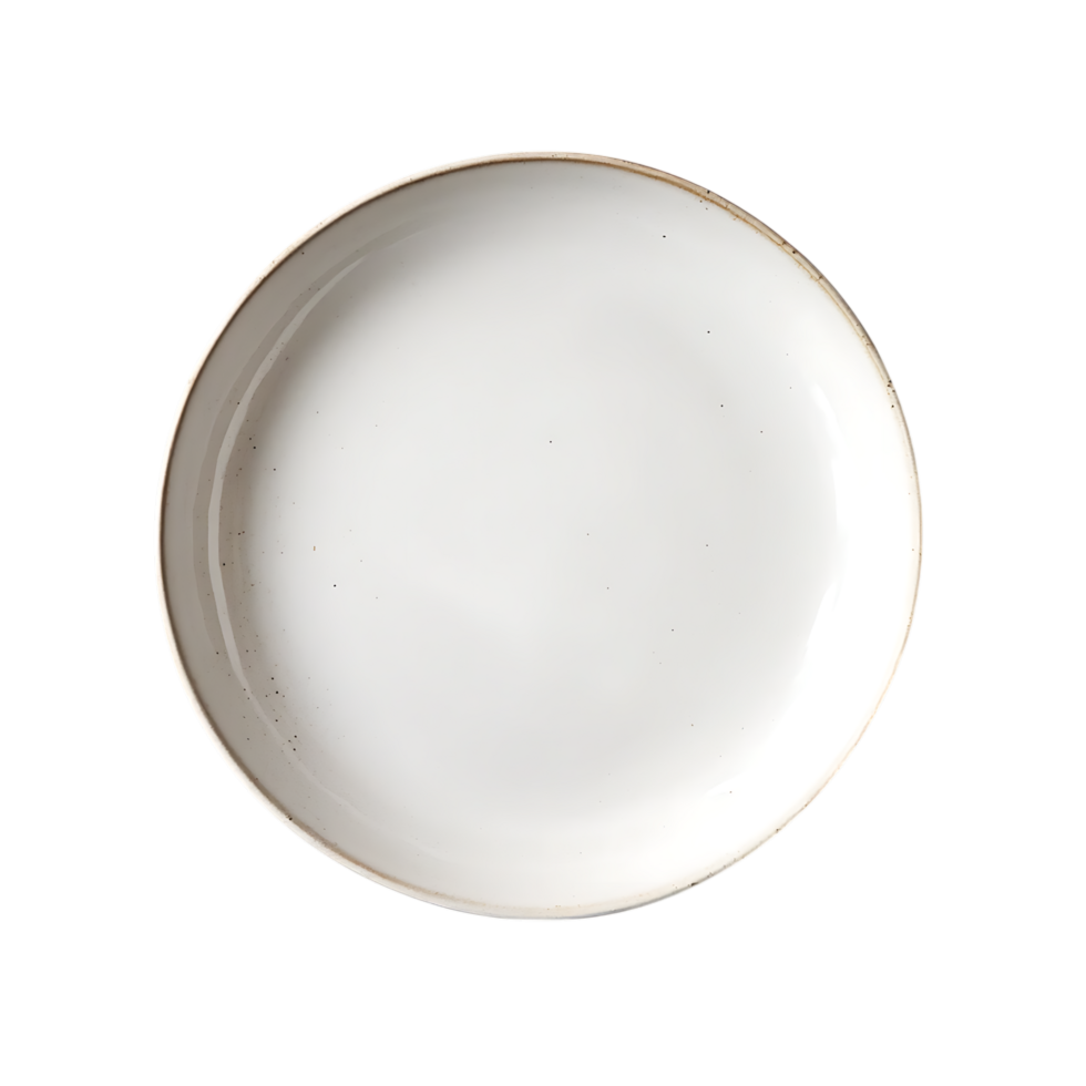 Empty white ceramic plate isolated on transparent background png