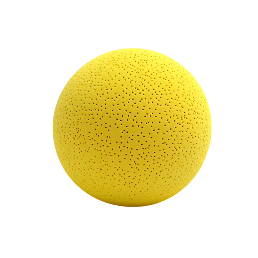 Yellow perforated sphere isolated on transparent background png