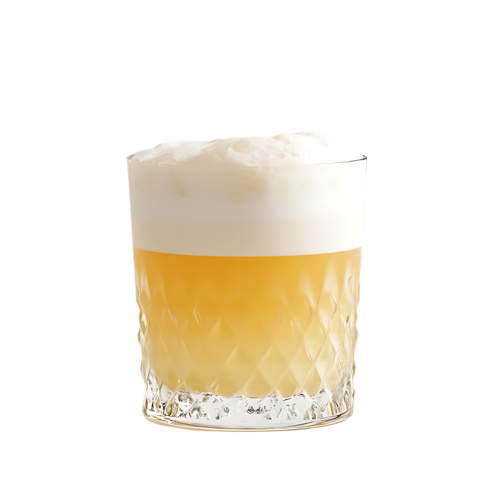 Whiskey sour cocktail in rocks glass isolated on transparent background png