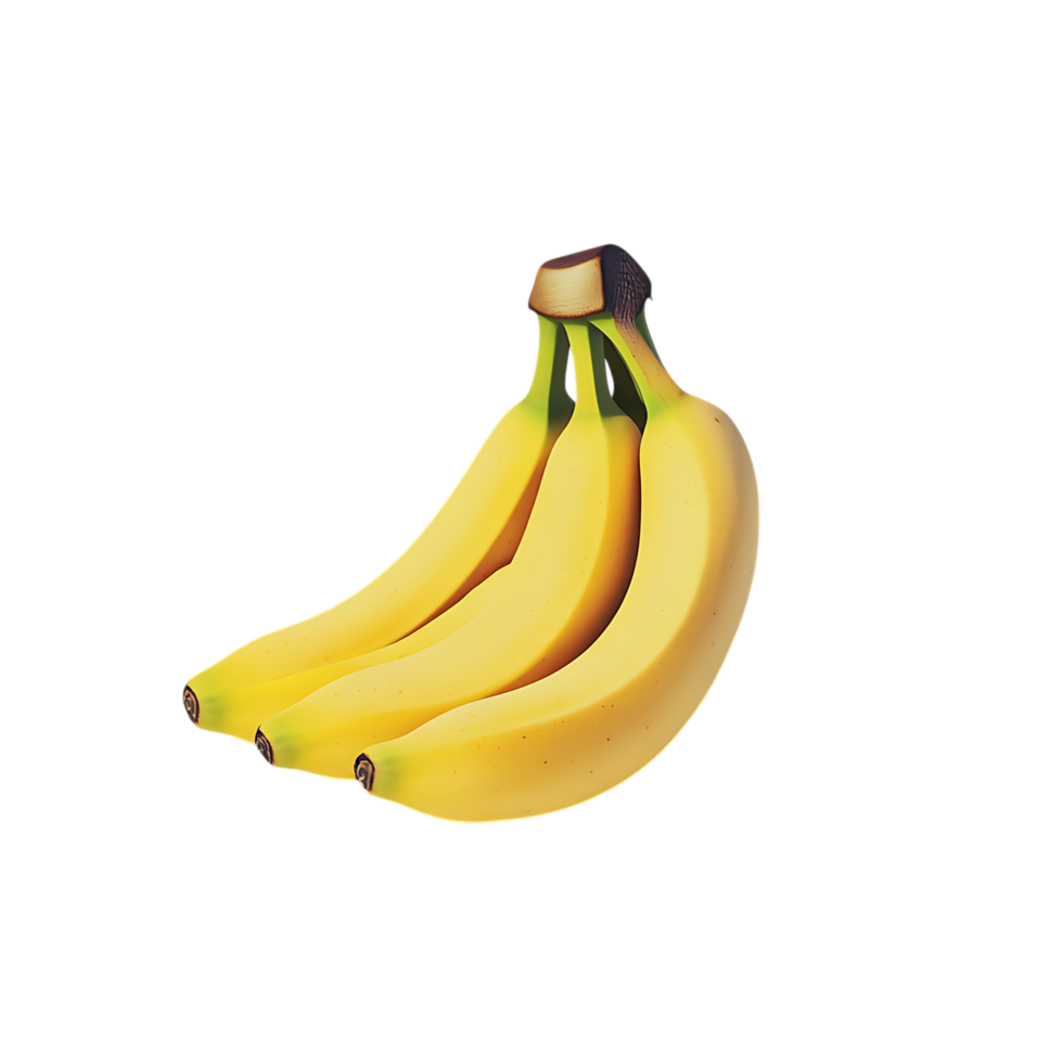 Three ripe bananas bunch isolated on transparent background png