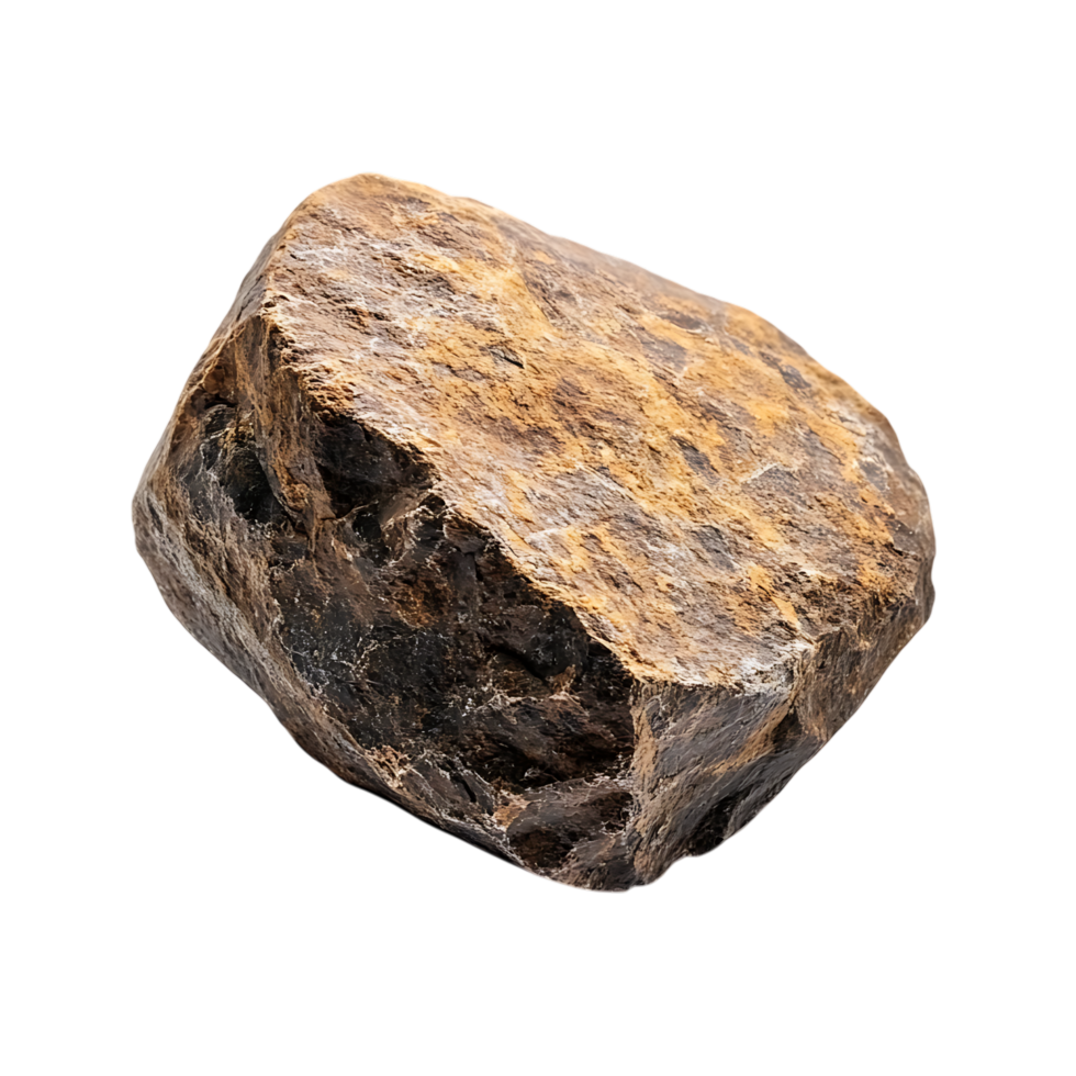 Rough brown and black stone isolated on transparent background png