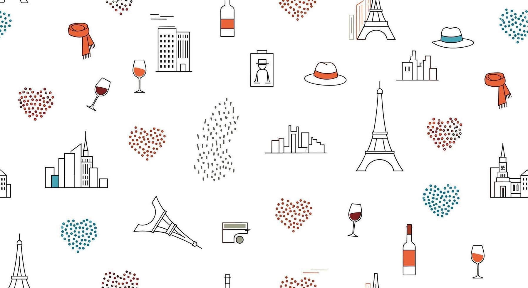 A Seamless Pattern Showcasing Travel and Tourism Destinations Around the World for Print vector