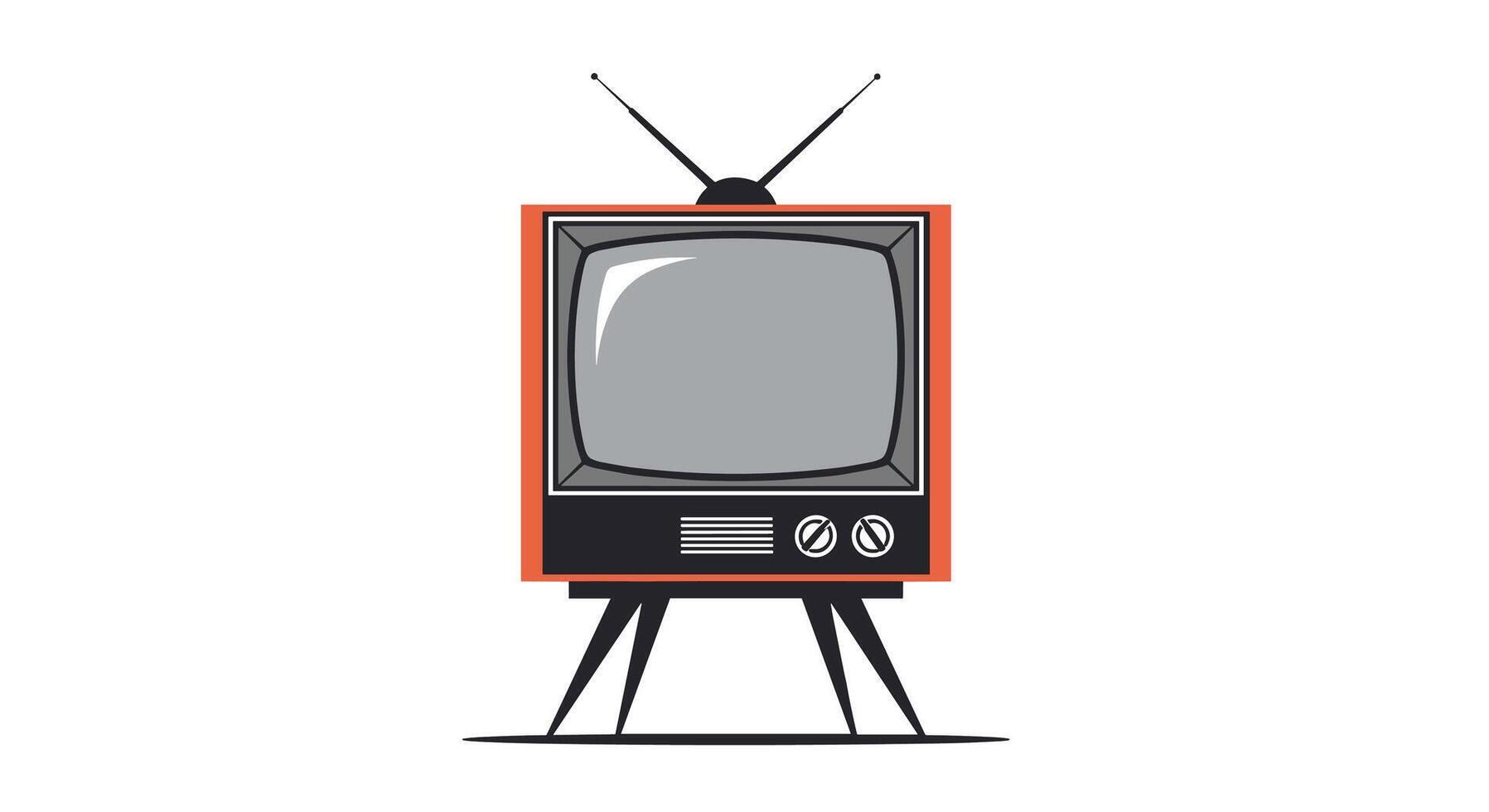 A Retro Television with Antennae Standing Tall Ready to Deliver Quality Programs to Audience vector