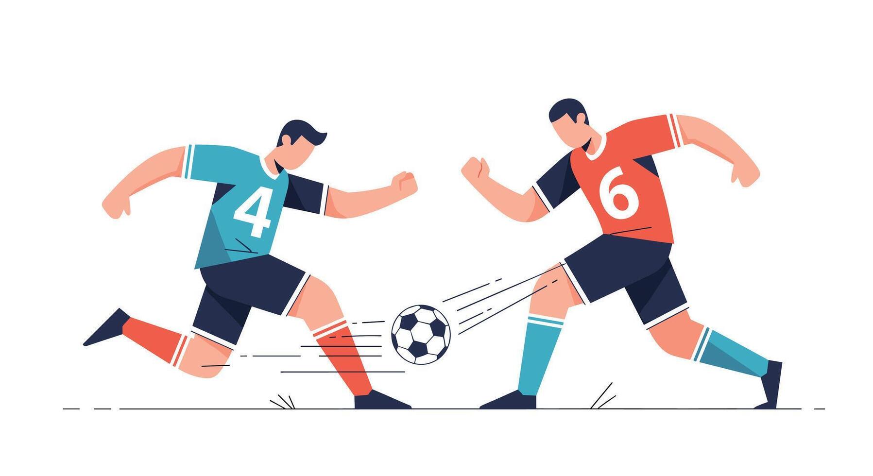 Intense Soccer Match Two Players Competing For the Ball Sportsmanship in Action vector