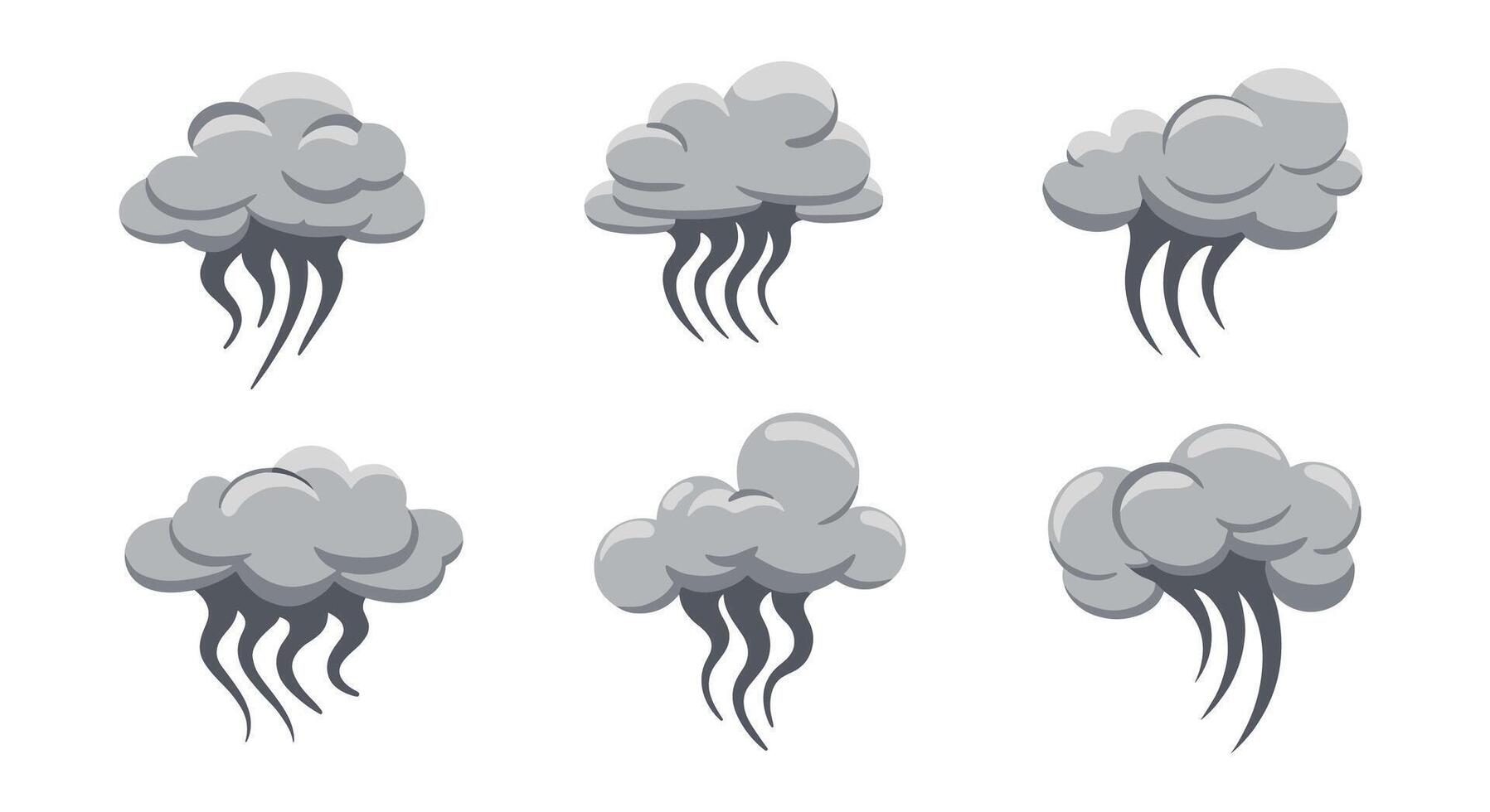 Collection of Grey Stormy Clouds for Visual Design and Weather Forecasting Resources vector