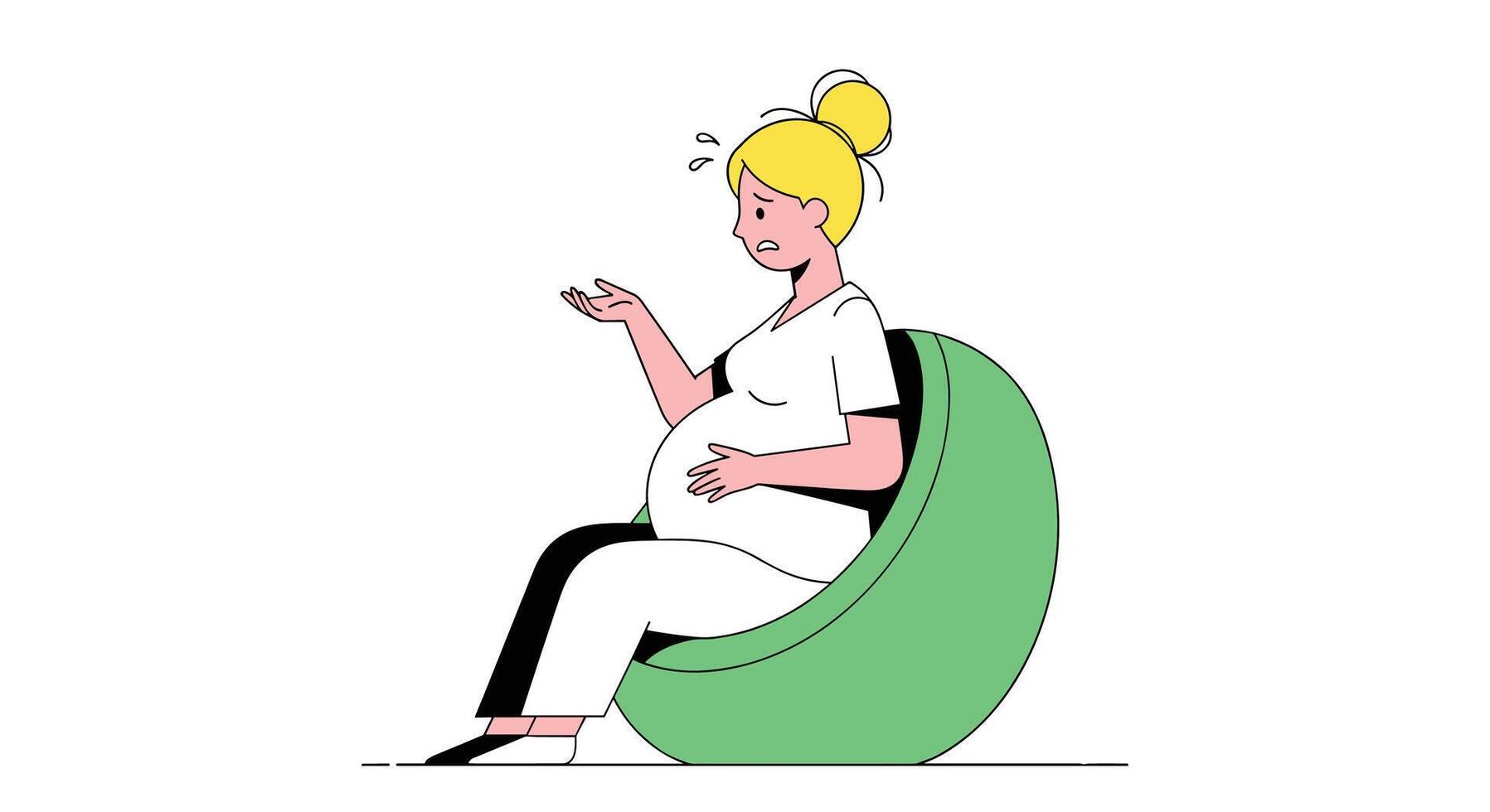Pregnant Woman Feeling Dizzy While Sitting Illustration Showing Pregnancy Challenges and Early Symptoms vector