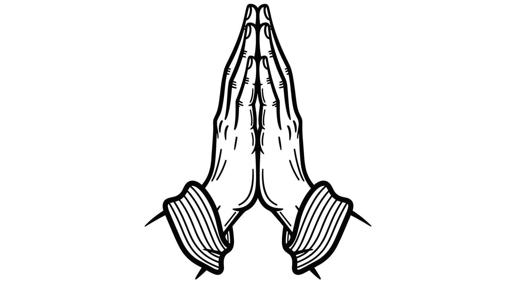 Hands In Prayer Art Black And White Image Design Digital Art Illustration Simple Drawing vector
