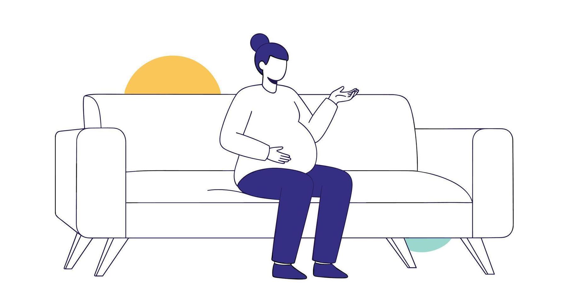 Pregnant Woman on Couch Relaxation and Well being for Mother and Future Child vector
