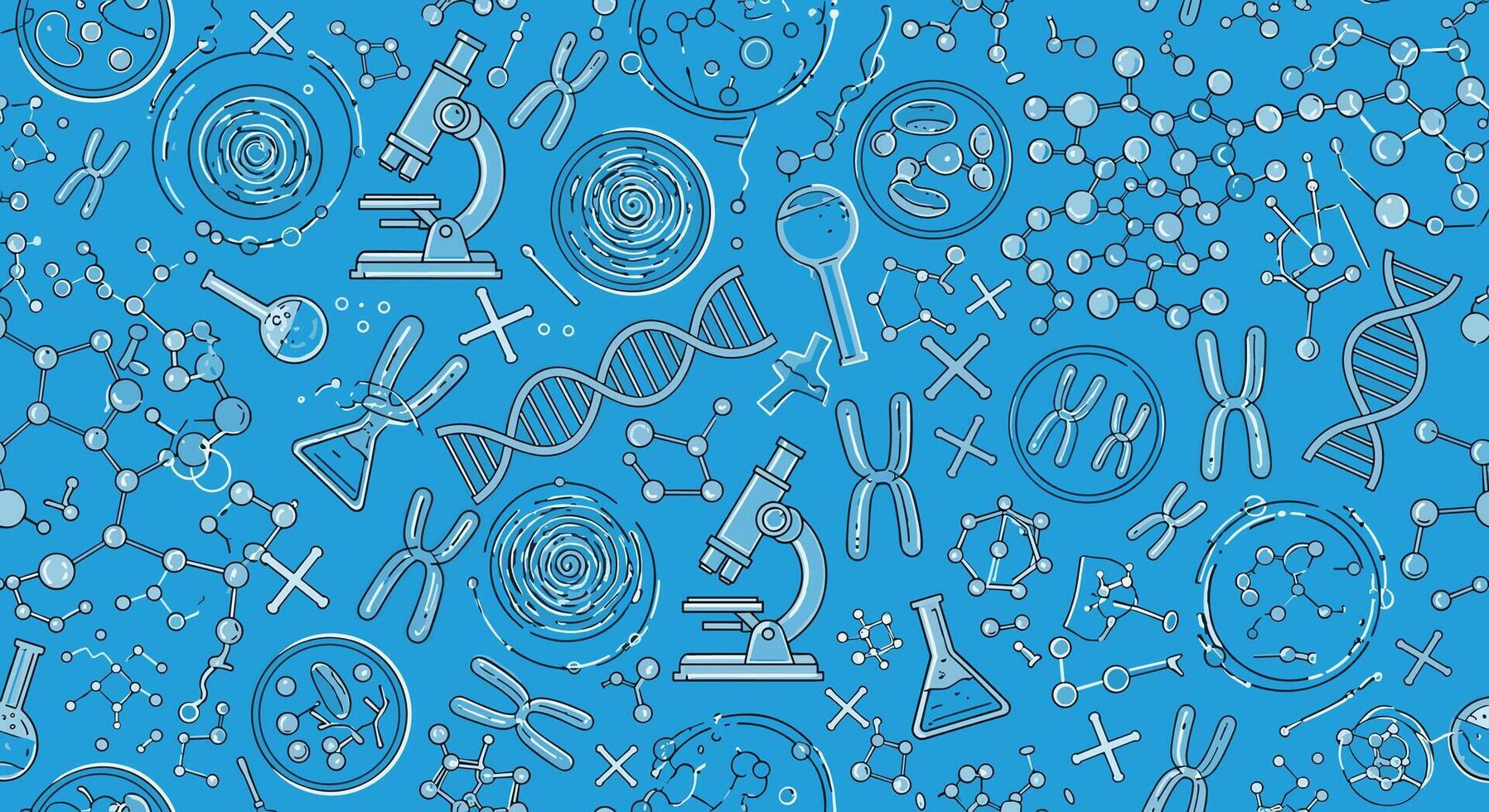 Unveiling the Microscopic World Exploration of Cells Molecules and Chemistry a Scientific Endeavor vector