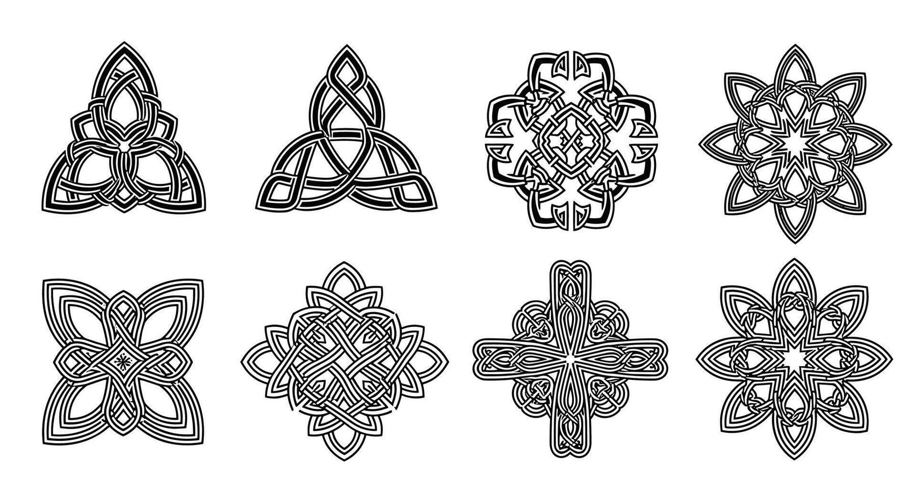 Diverse Collection of Abstract Geometric Figures Exploring Symmetry and Pattern Complexity vector