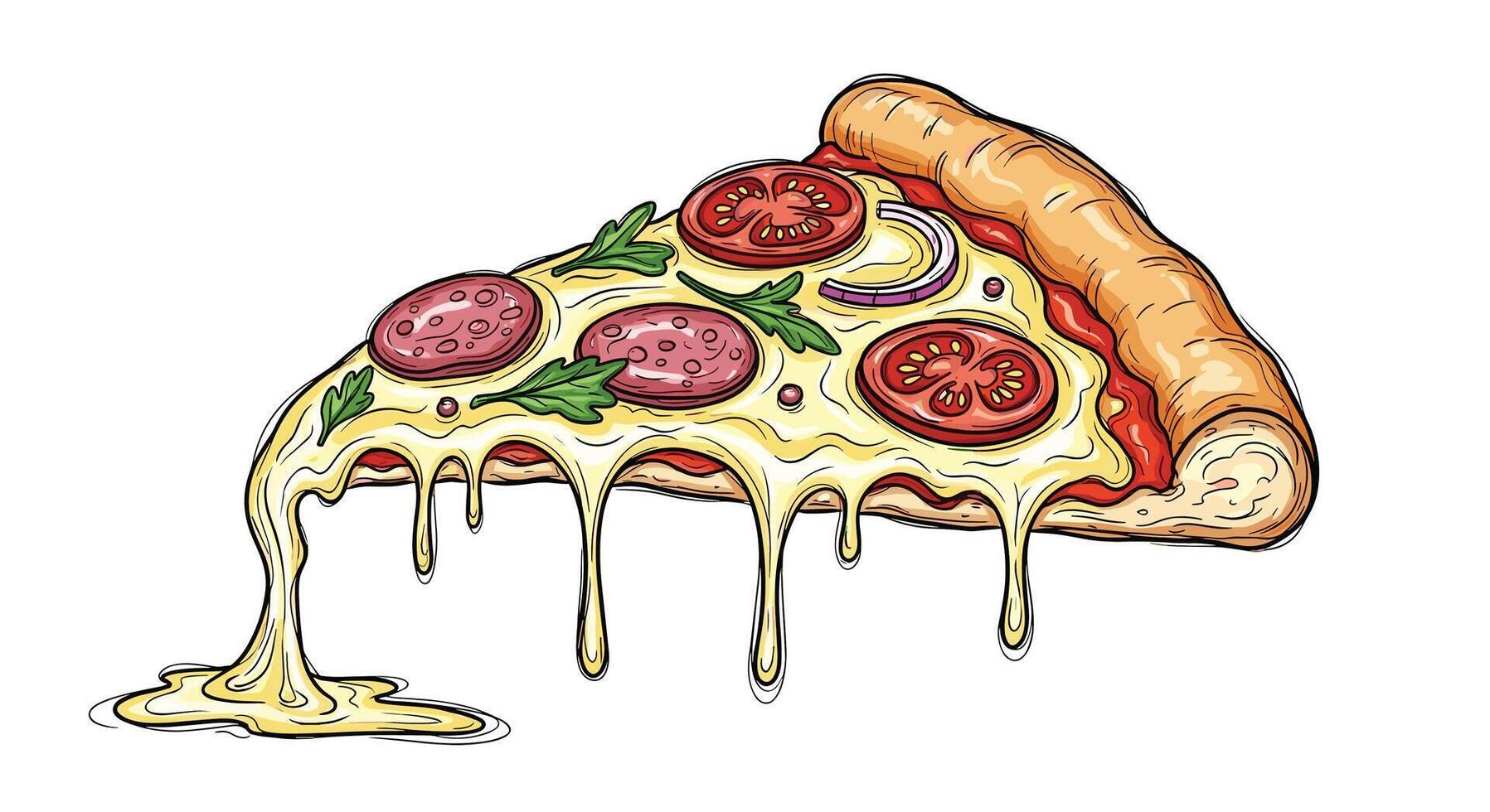 A Mouthwatering Slice of Pepperoni Pizza Delight An Irresistible Culinary Treat vector