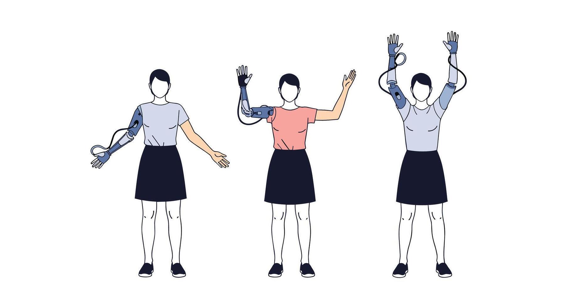 Visualizing Hand Signals Three Women Illustrating Different Gestures in a Synchronized Manner vector