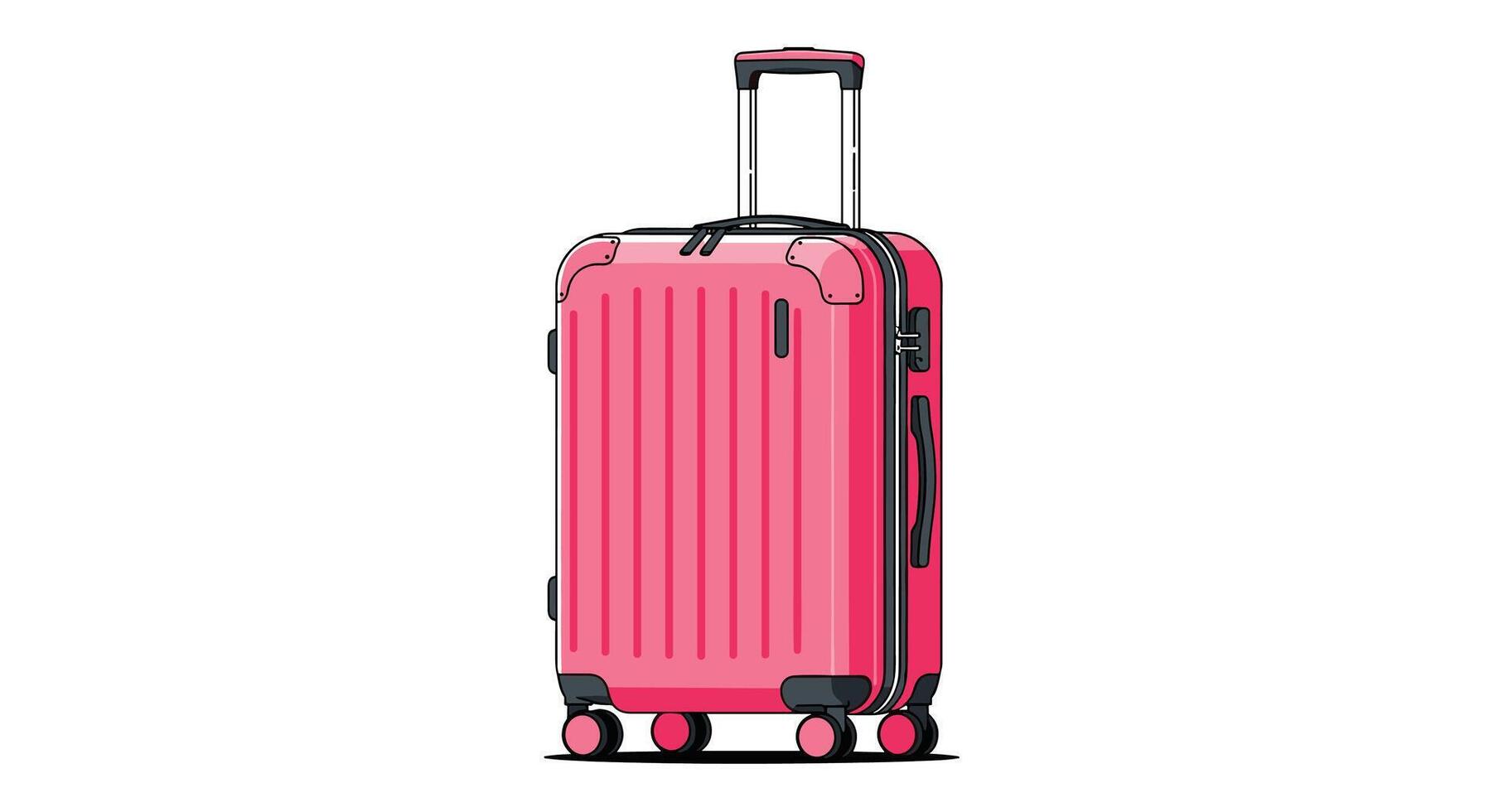 A Pink Luggage with Wheels and Extendable Handle for Travelling and Vacation Purposes vector