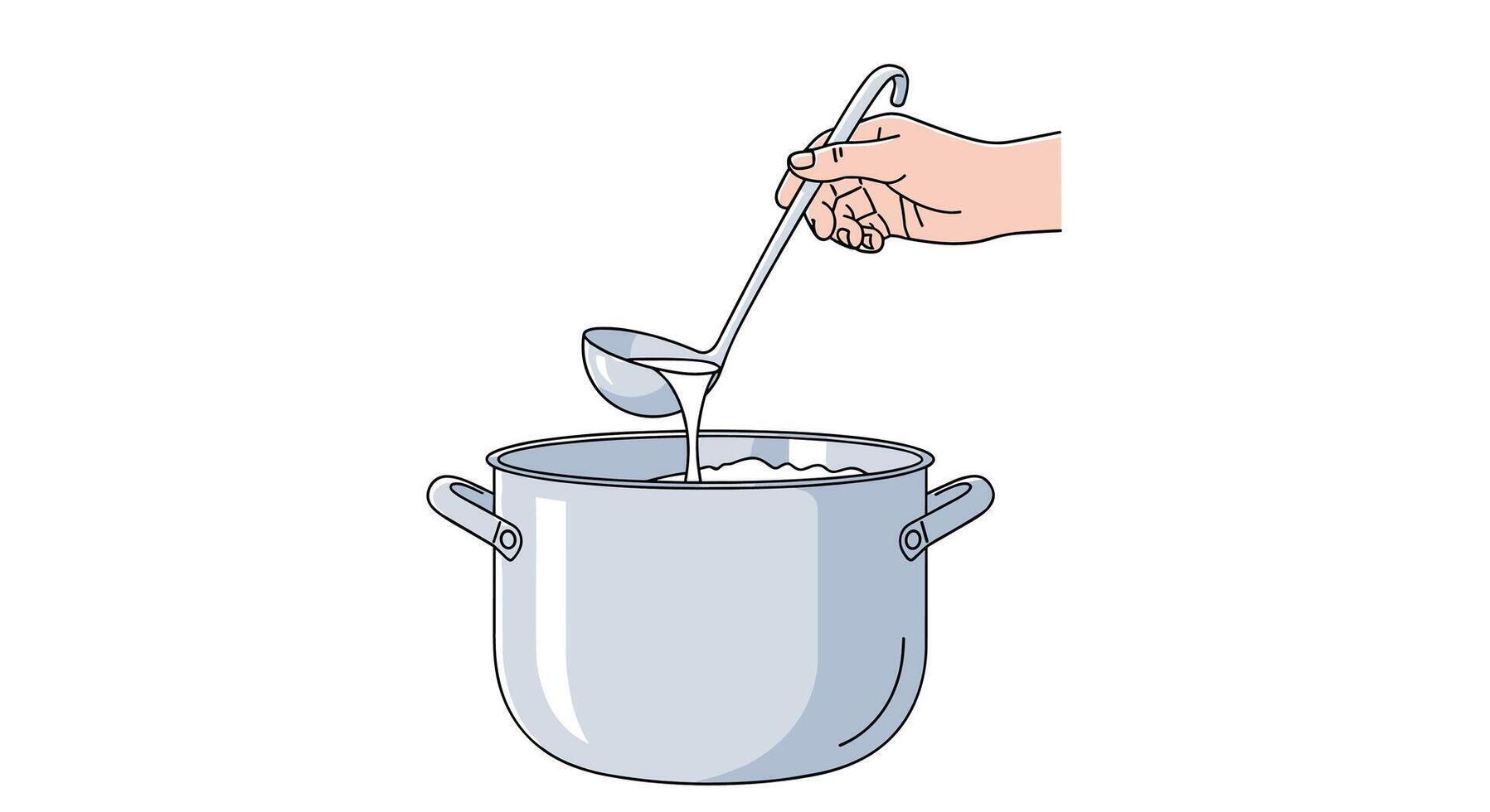 A Culinary Creation Awaits Pot of Goodness and Ladle Ready to Serve vector