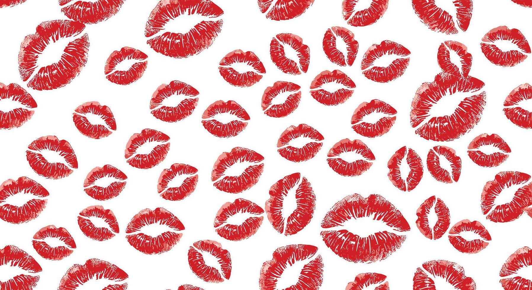 A Sea of Kisses Red Lips Imprints On A Pure White Background Pattern vector