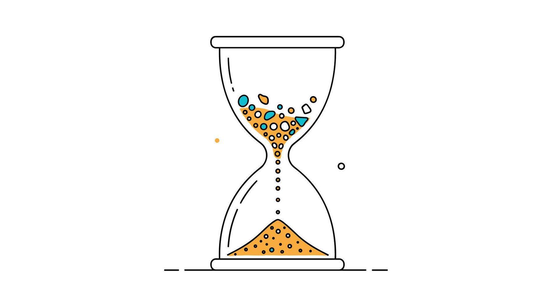 Conceptual Hourglass with Gold Particles Flowing Representing Time Passing Quickly and Inevitably vector