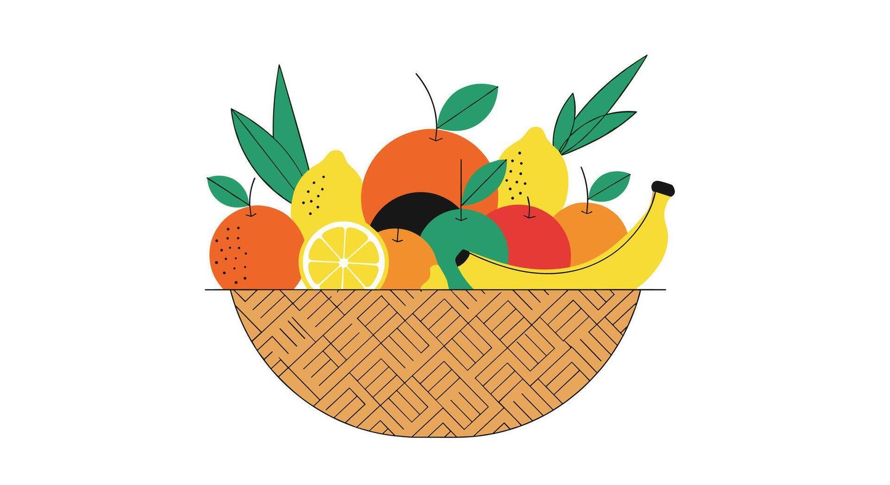 A Colorful Basket of Fresh and Healthy Fruits and Vegetables for Balanced Nutrition vector