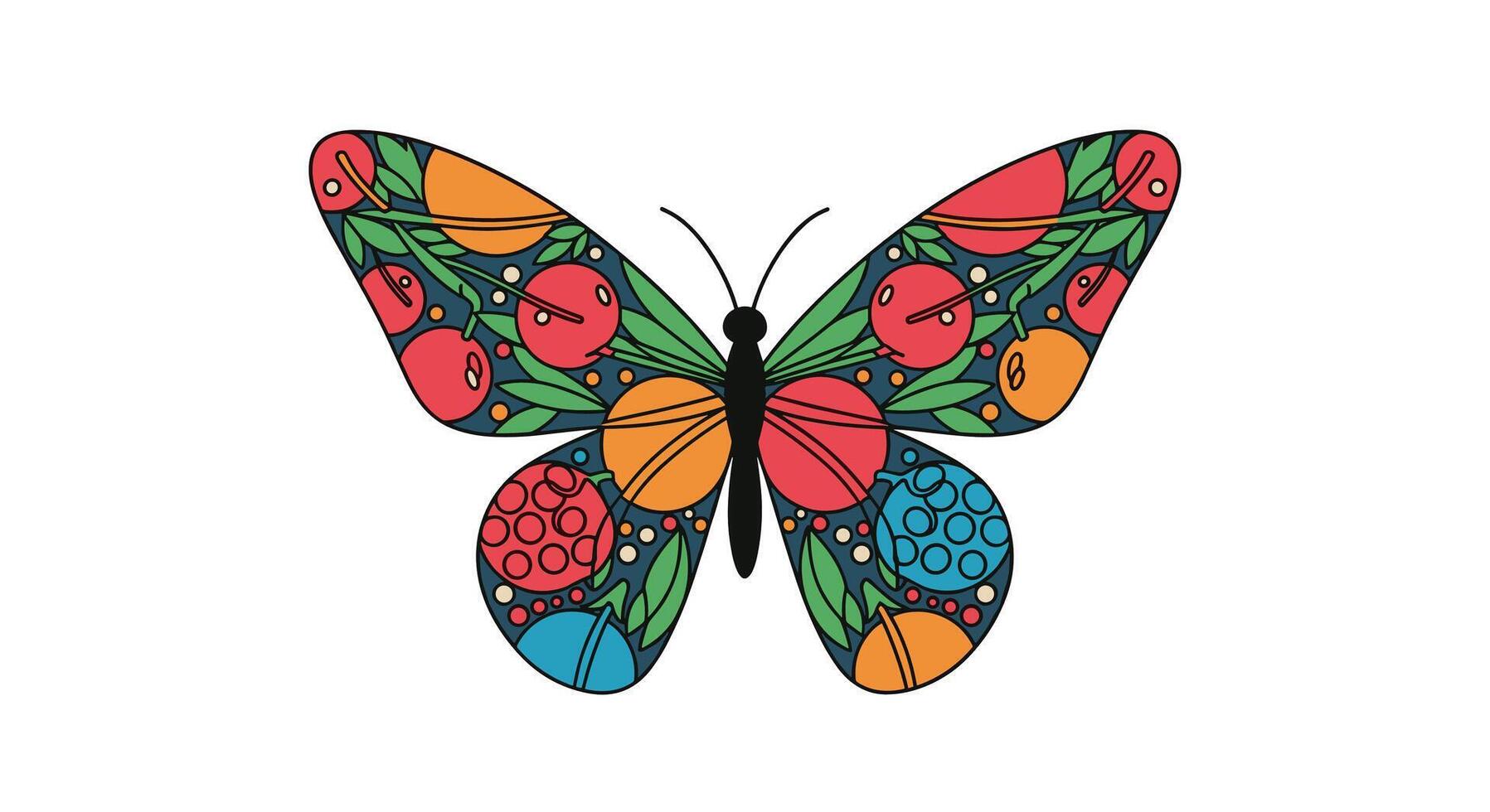 A Vibrant Butterfly Illustration With Abstract Colorful Patterns on its Wings and Body vector