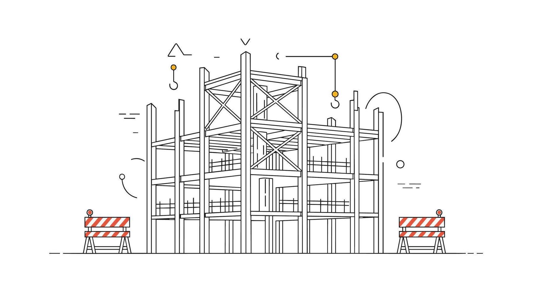 Construction Site Workers Working on the Building Under Renovation Urban Development Progress vector