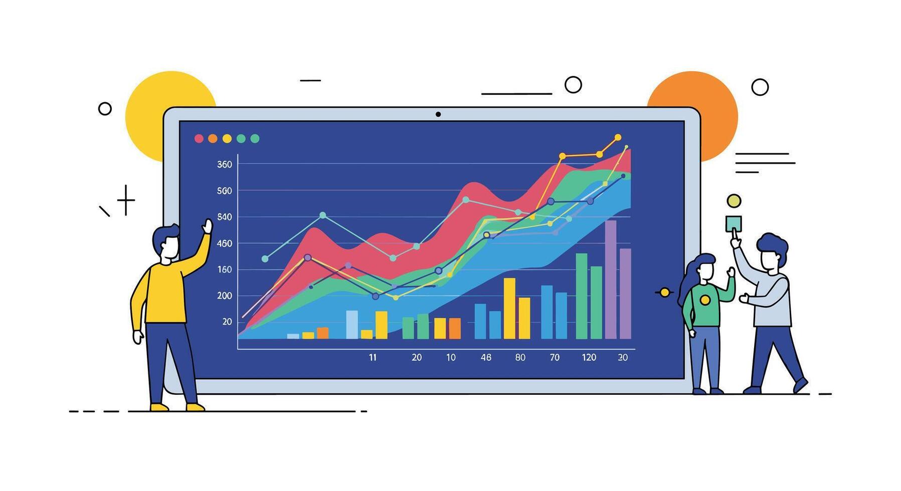 Analyzing Financial Data for Business Growth Charts and Graphs for Success Forecasting Trends vector
