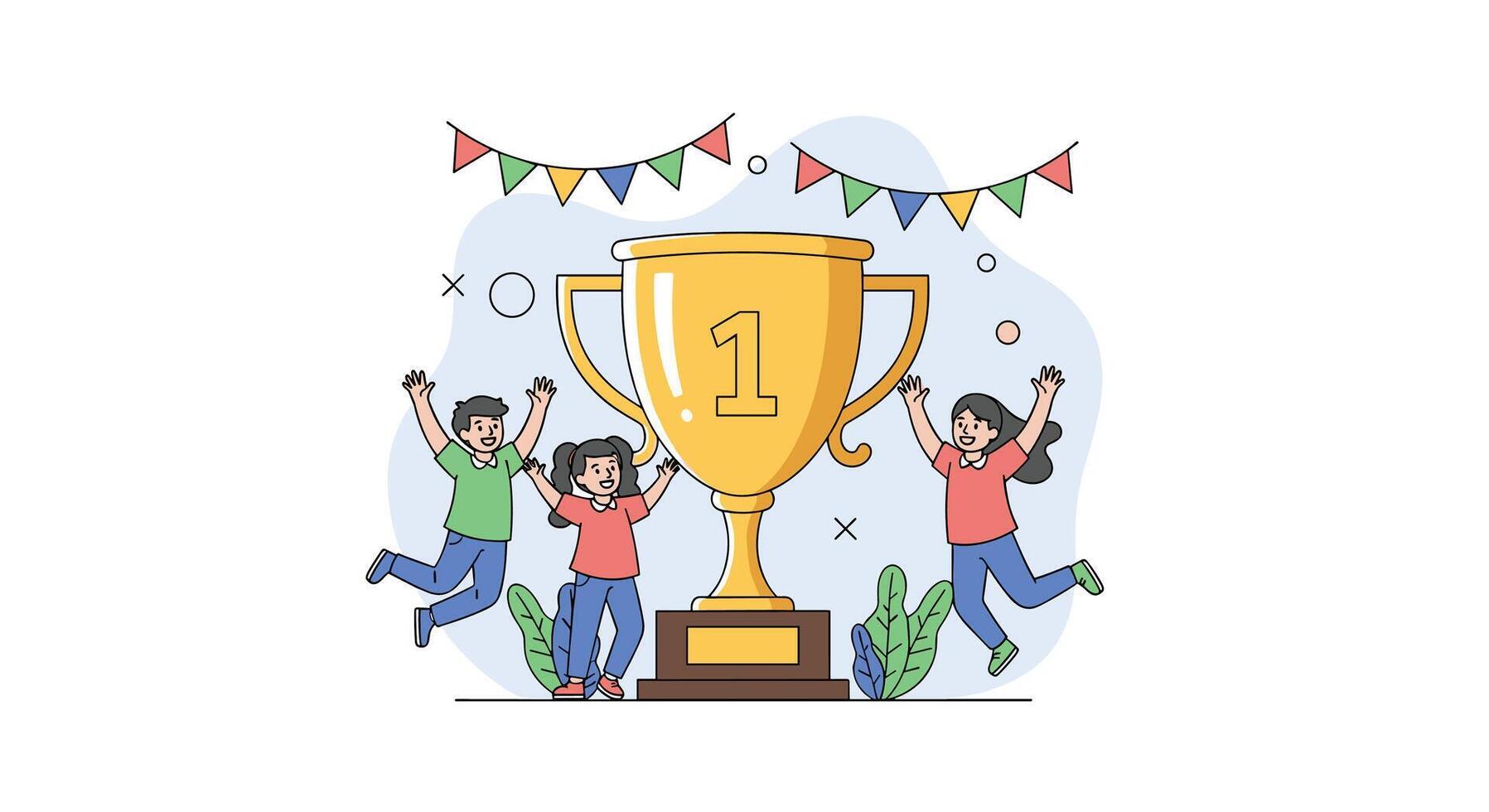 Celebrating Team Victory Triumph and Success Achieved Through Collaborative Effort and Shared Goals vector