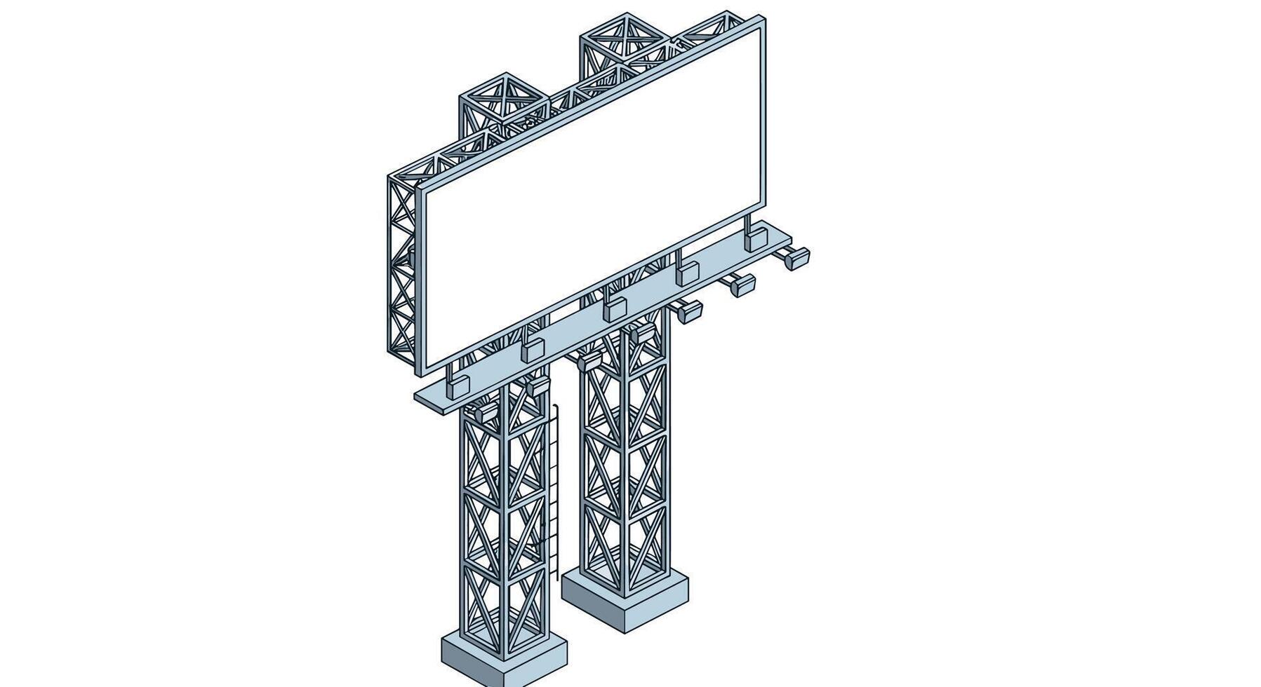 Advertising in urban environment billboard structures with high metal posts for commercials displays vector